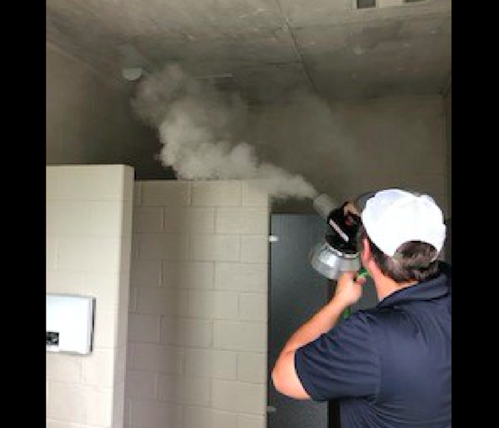 SERVPRO employee with a thermal fogger.