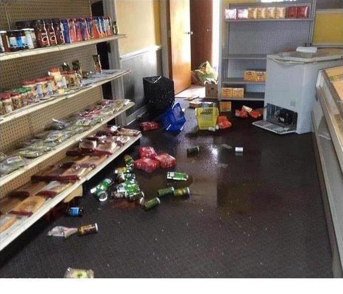 Storm damage in a store